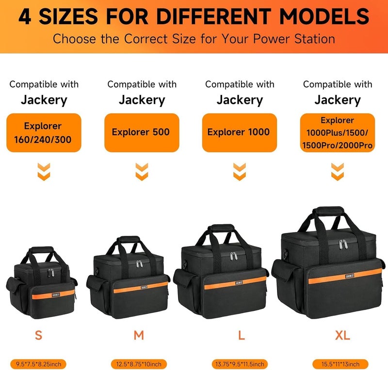 LEFORZ Carrying Case Compatible with Jackery Explorer 240/300/160/GOLABS R300/Anker 521 Portable Power Station,Waterproof Travel Storage Bag with Multiple Pockets for Charging Cable and Accessories(Bag Only) - Image 3